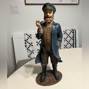 Vintage Nautical Sea Captain Figurine in Blue and Brown